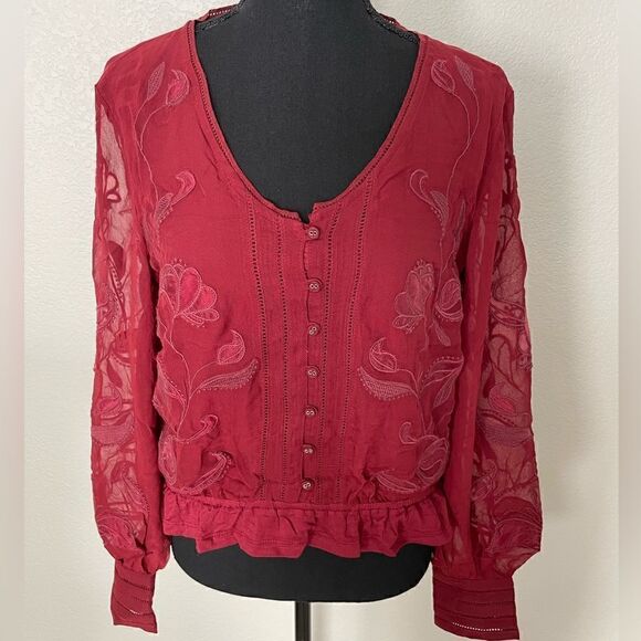NWT Anthropologie Embroidered Floral Blouse - Picture 5 of 13